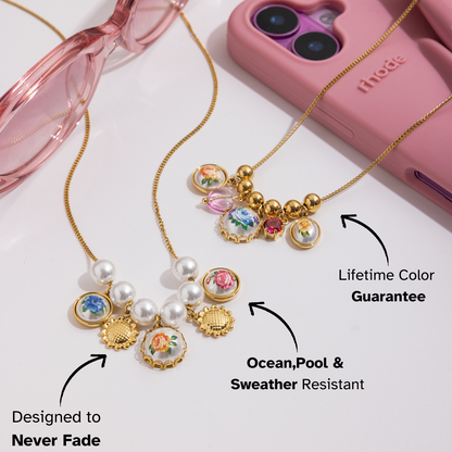 Elena Pearl Garden Charm Necklace