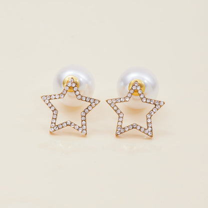 Elena Starlit Pearl Stud Earrings