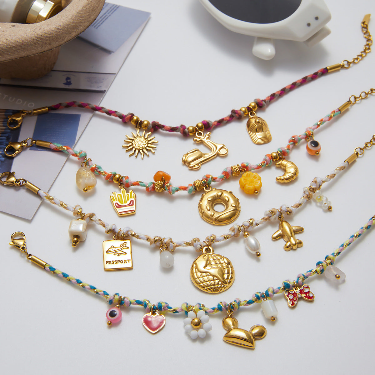 Elena Wanderlust Passport Charm Bracelet