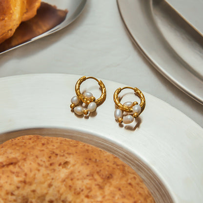 Elena Ripple Pearl Loop Earrings