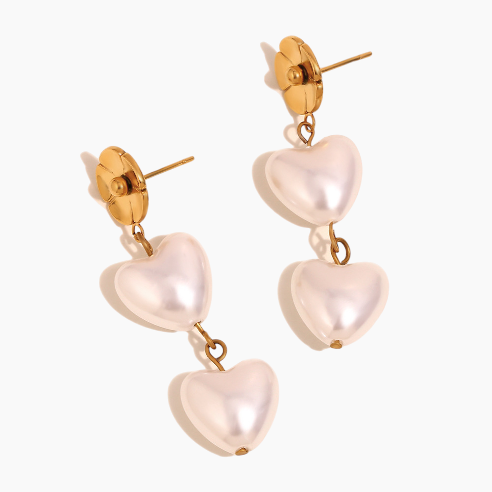 Elena Blossom Heart Pearl Earrings