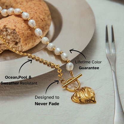 Elena Pearlbound Heart Necklace