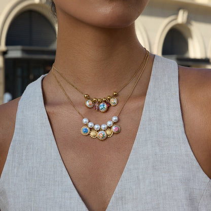 Elena Pearl Garden Charm Necklace