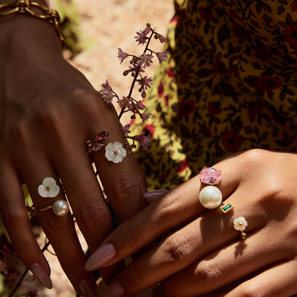 Elena Petal Pearl Bloom Ring