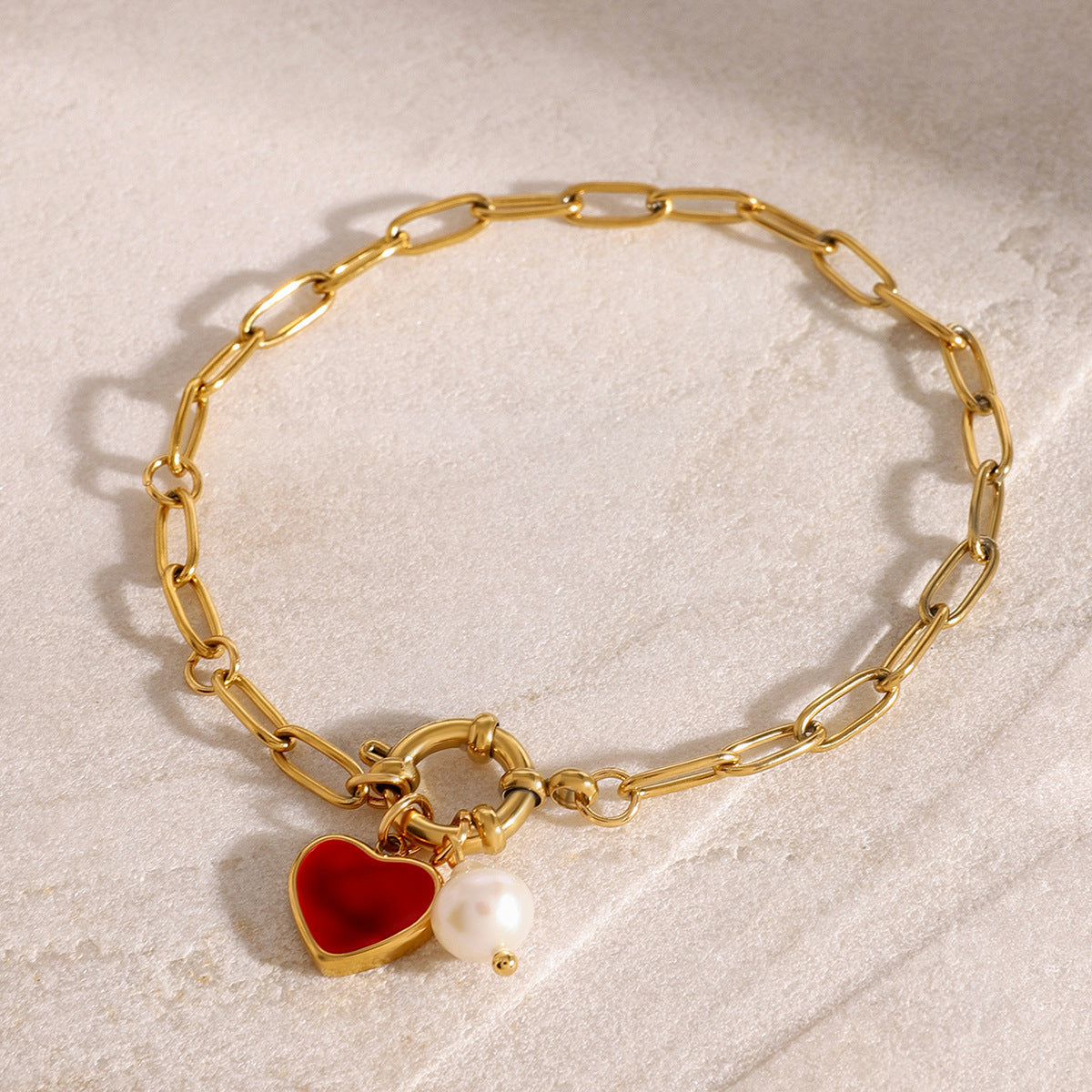 Elena Cherry Heart Link Bracelet