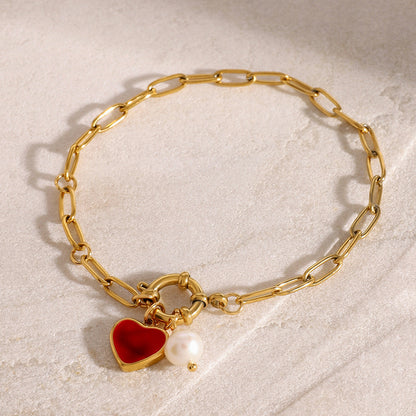 Elena Cherry Heart Link Bracelet