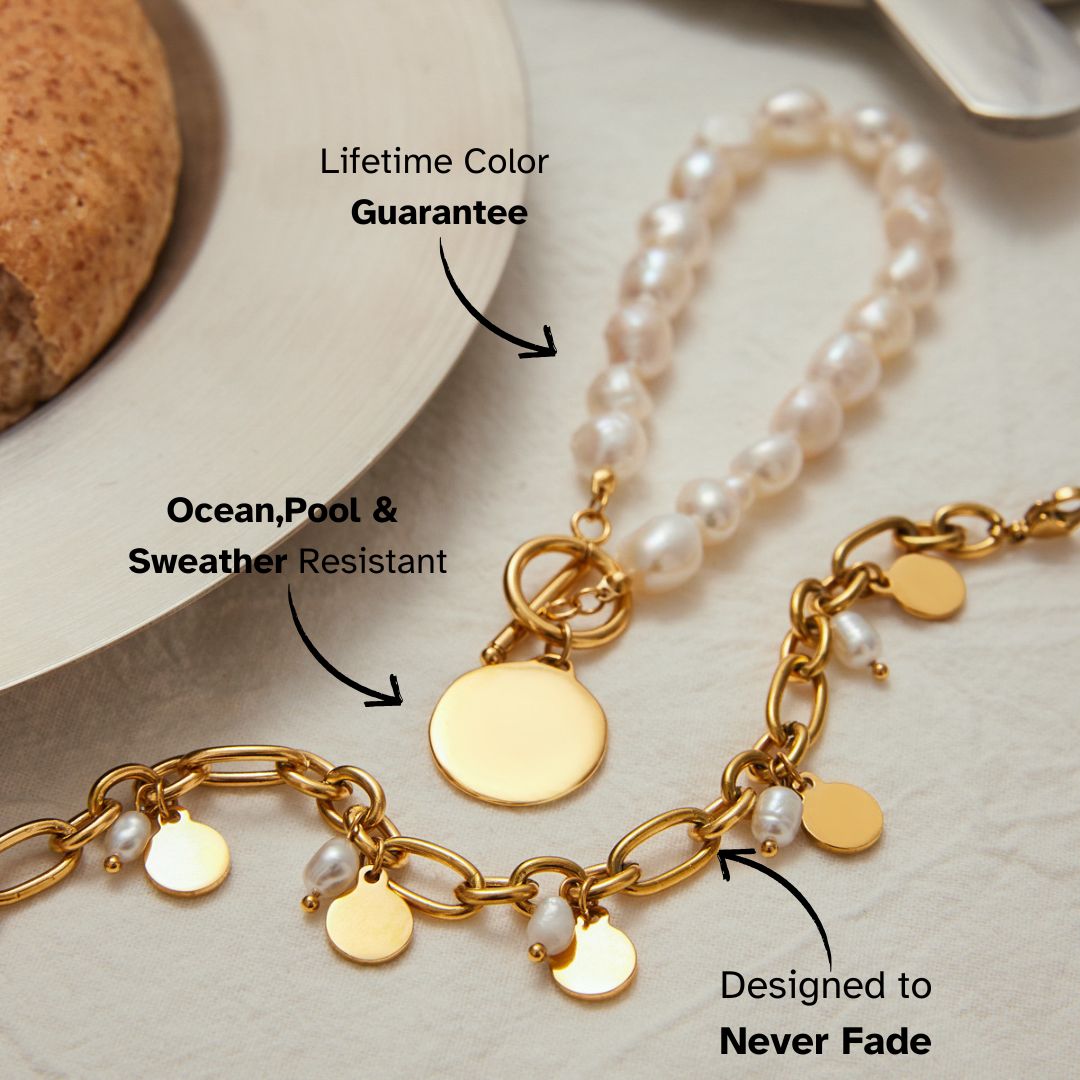 Elena Vintage Pearl Coin Drop Bracelet