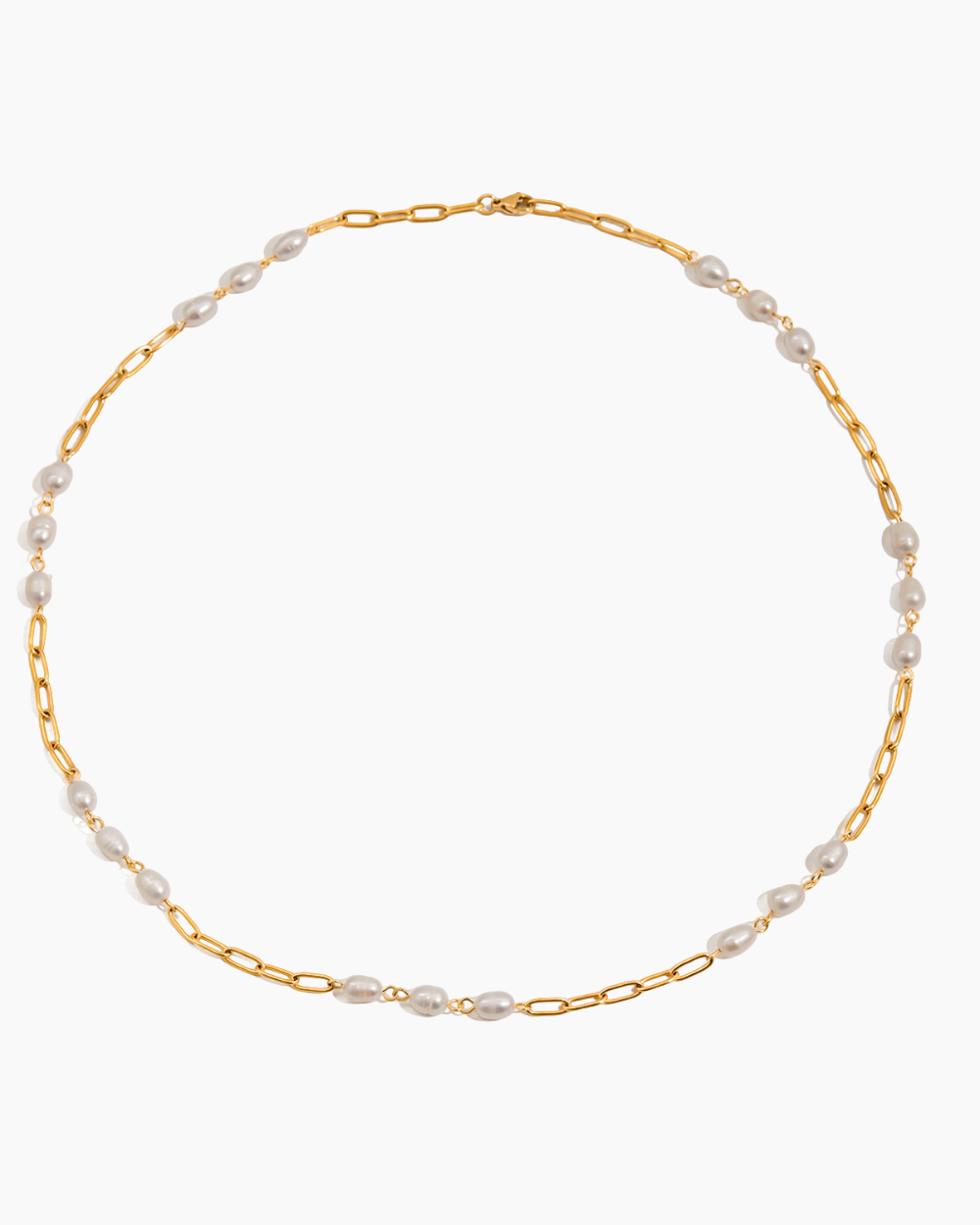 Elena Golden Pearl Link Chain Necklace