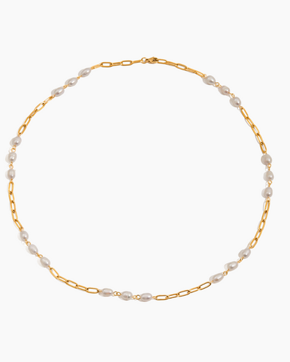 Elena Golden Pearl Link Chain Necklace