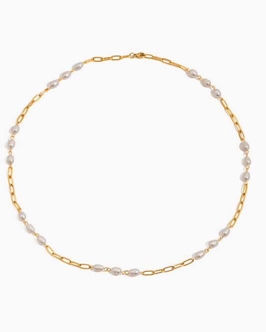 Elena Golden Pearl Link Chain Necklace