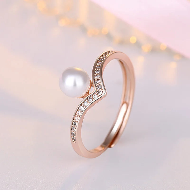Anillos de perlas a la moda para mujer, joyería de plata 925, piedras preciosas de circón, anillo abierto para dedo, accesorios, regalo de compromiso de boda al por mayor