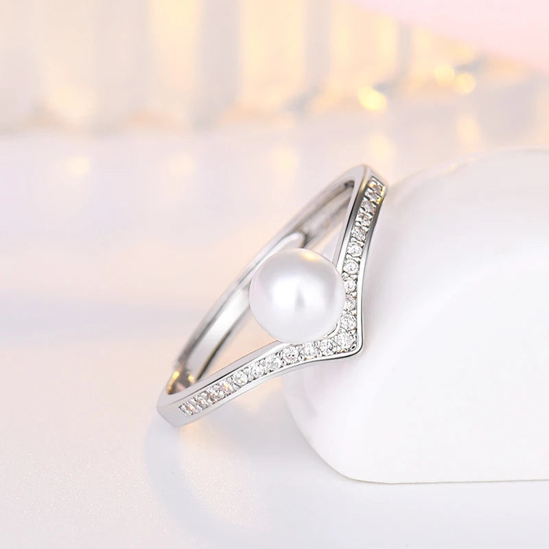 Anillos de perlas a la moda para mujer, joyería de plata 925, piedras preciosas de circón, anillo abierto para dedo, accesorios, regalo de compromiso de boda al por mayor