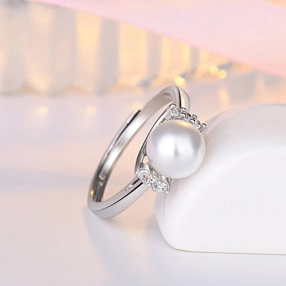 Anillos de moda, joyería de plata 925 con perla, piedras preciosas de circón, anillo abierto para dedo, accesorios para mujer, compromiso de boda, venta al por mayor