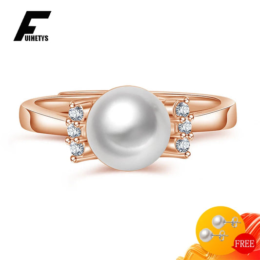 Anillos de moda, joyería de plata 925 con perla, piedras preciosas de circón, anillo abierto para dedo, accesorios para mujer, compromiso de boda, venta al por mayor