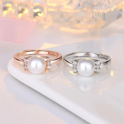 Anillos de moda, joyería de plata 925 con perla, piedras preciosas de circón, anillo abierto para dedo, accesorios para mujer, compromiso de boda, venta al por mayor