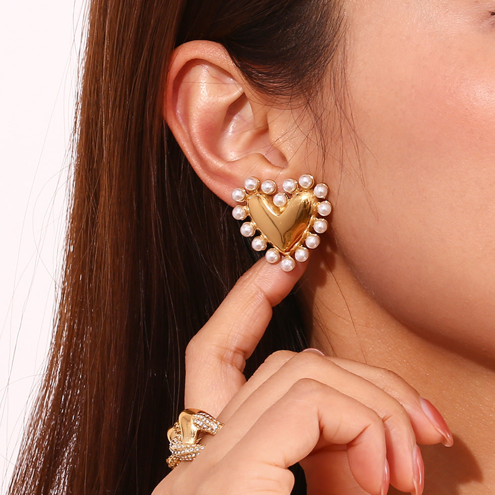 Elena Pearl Embrace Heart Earrings