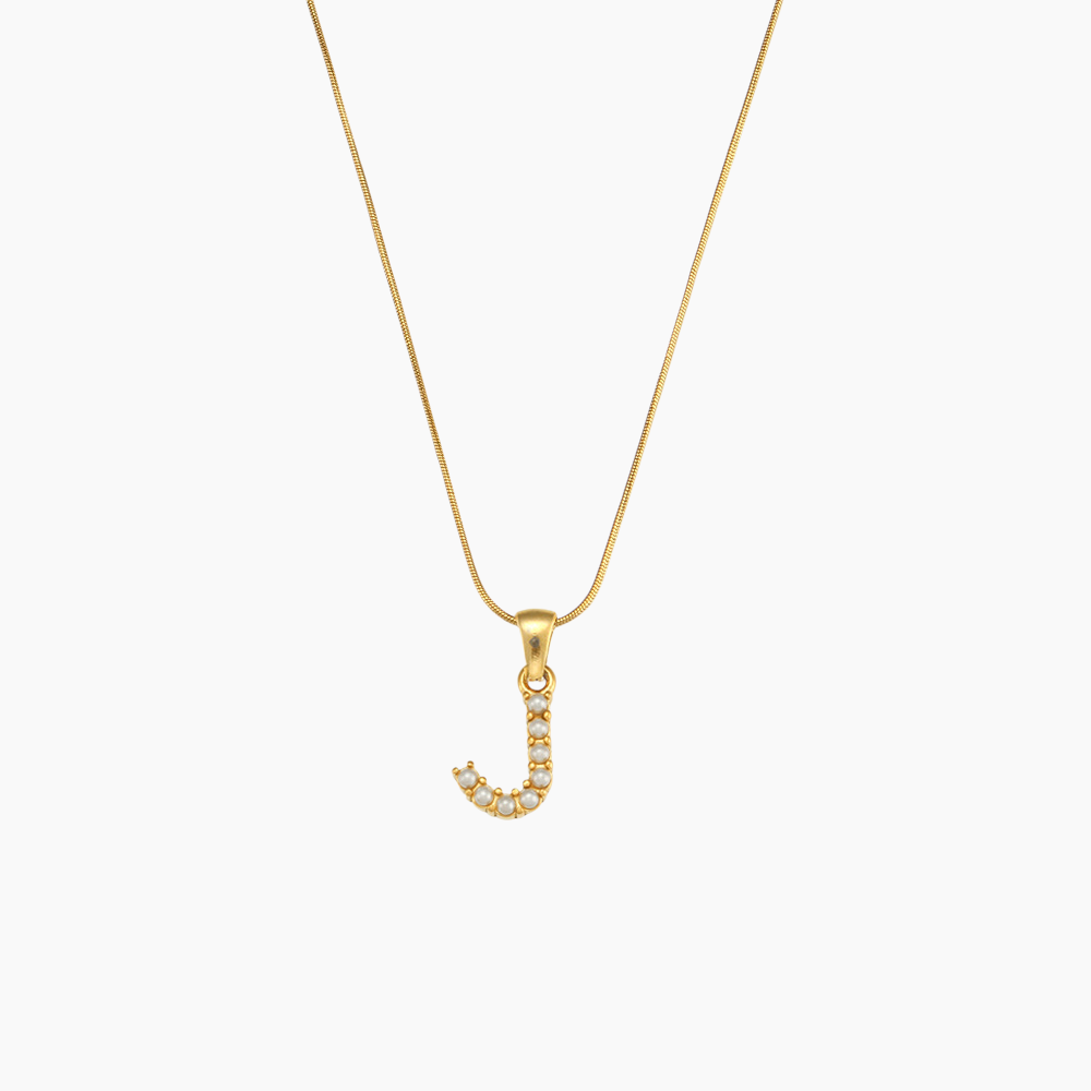 Elena Pearl Initial Pendant Necklace