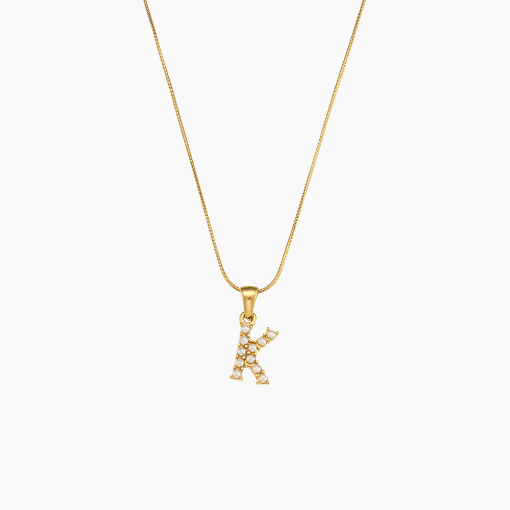 Elena Pearl Initial Pendant Necklace