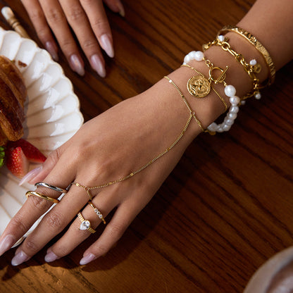 Elena Coin Charm Pearl Bracelet