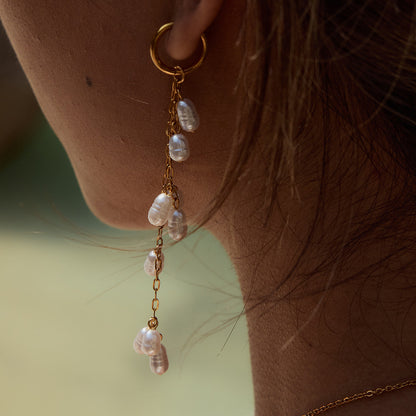 Elena Cascade Pearl Chain Earrings