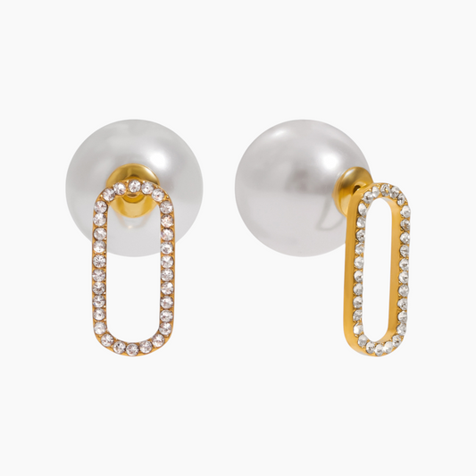 Elena Lustre Link Pearl Earrings