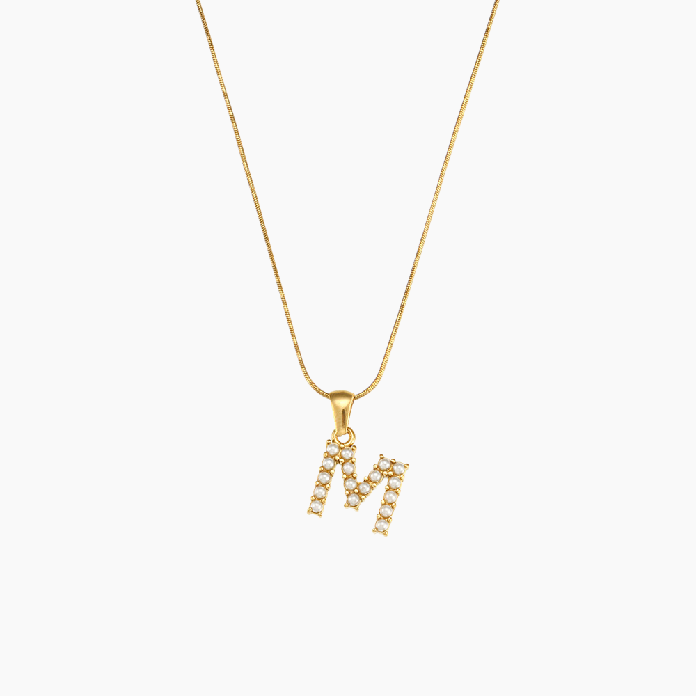 Elena Pearl Initial Pendant Necklace