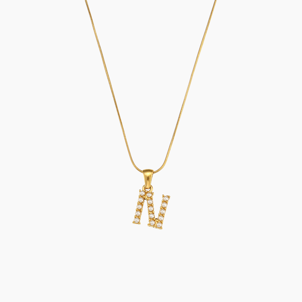 Elena Pearl Initial Pendant Necklace