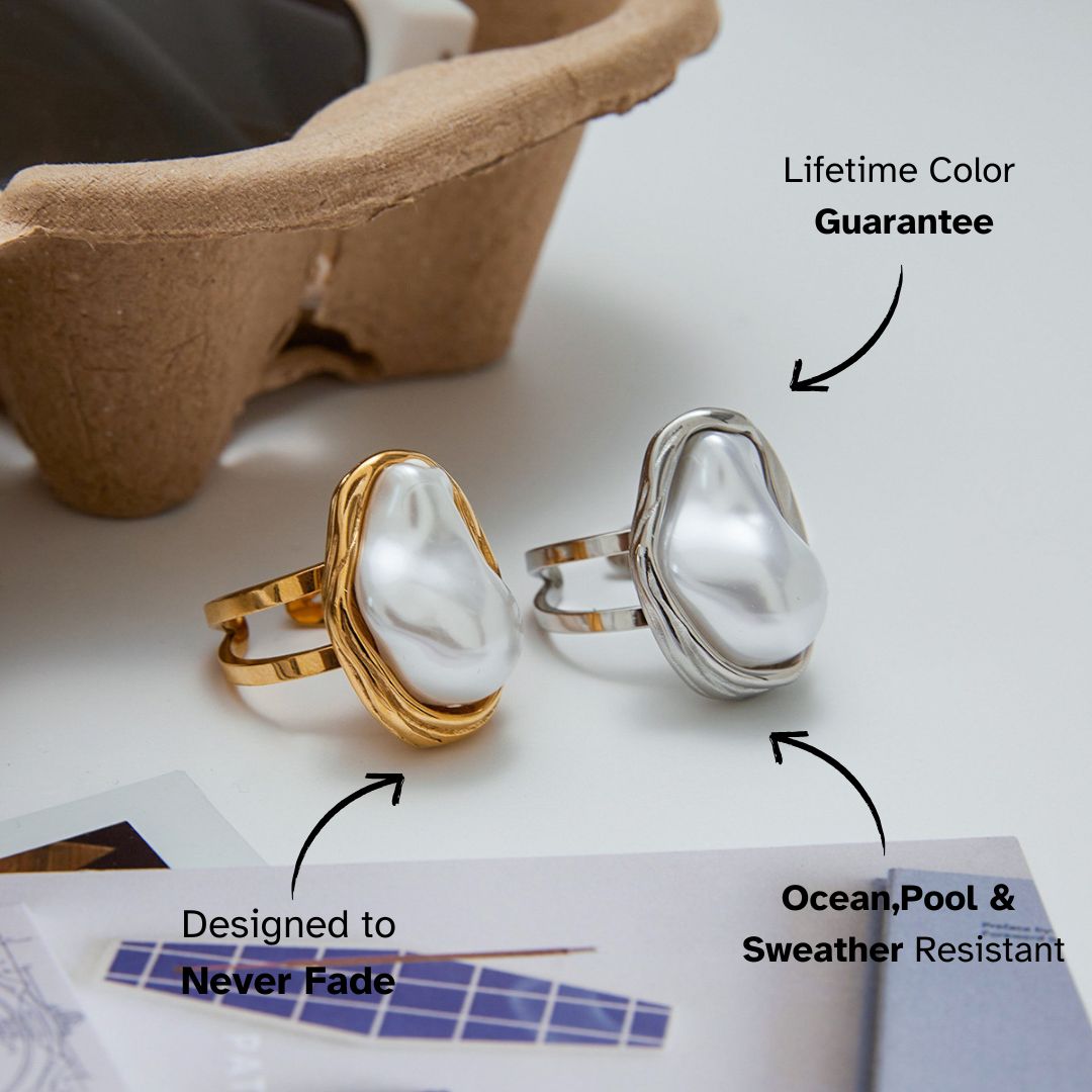 Elena Lunar Flow Pearl Ring - Silver