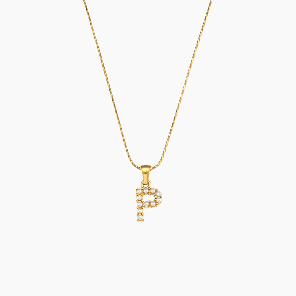Elena Pearl Initial Pendant Necklace