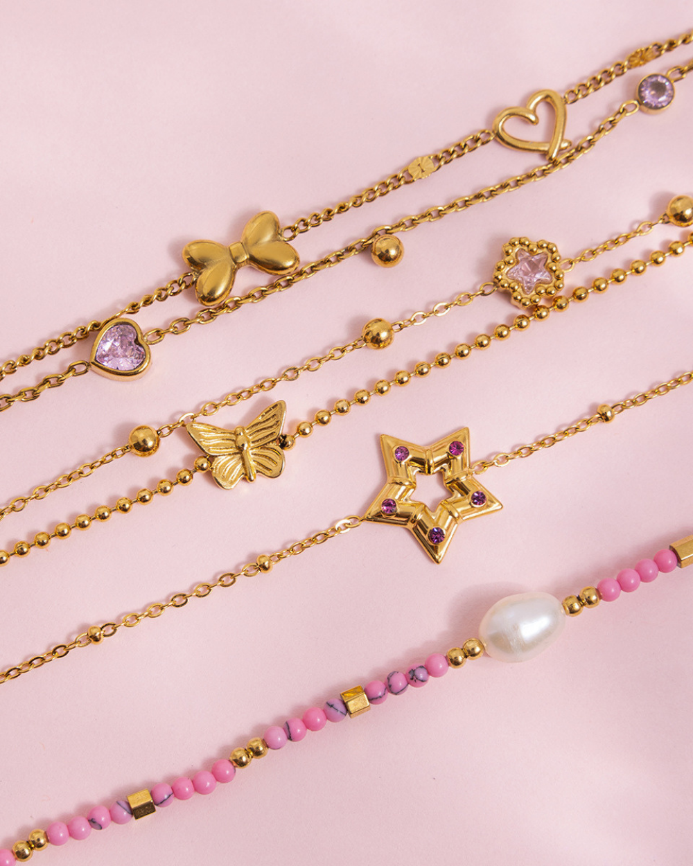Elena Pink Pearl Bead Bracelet
