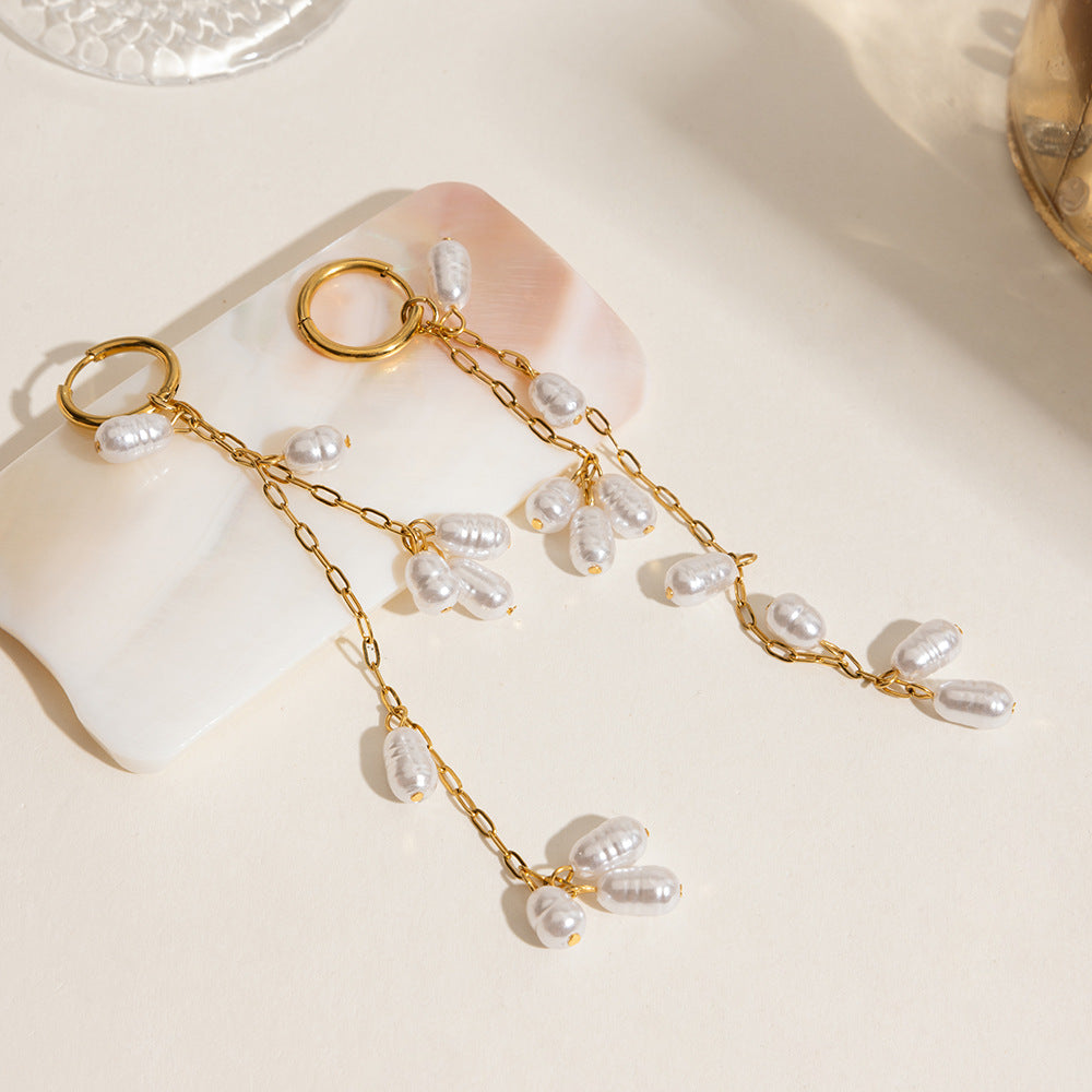 Elena Cascade Pearl Chain Earrings