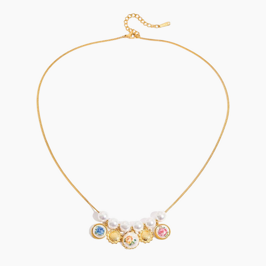 Elena Pearl Garden Charm Necklace