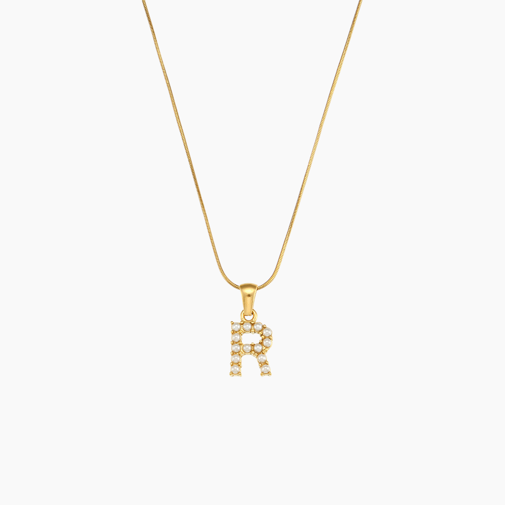 Elena Pearl Initial Pendant Necklace