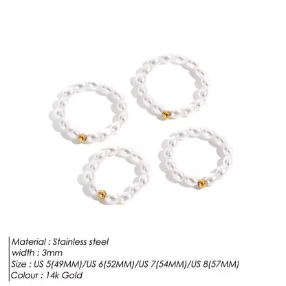 EManco-Anillo de dedo de perla minimalista, perla de imitación coreana, anillos de perlas redondas blancas, regalo de aniversario de boda