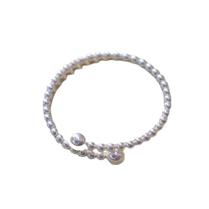 Pulsera de perlas Vintage francesa, brazalete ajustable con bola acrílica Simple para mujer, joyería de moda, triangulación de envíos