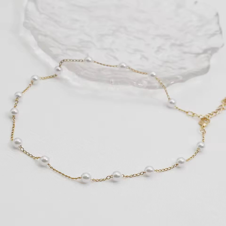 Elena Gothic Pearl Choker Necklace