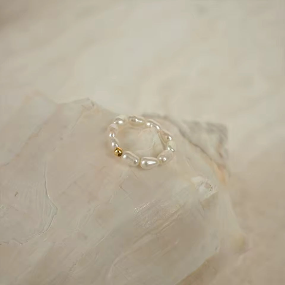 EManco-Anillo de dedo de perla minimalista, perla de imitación coreana, anillos de perlas redondas blancas, regalo de aniversario de boda