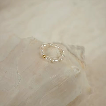 EManco-Anillo de dedo de perla minimalista, perla de imitación coreana, anillos de perlas redondas blancas, regalo de aniversario de boda