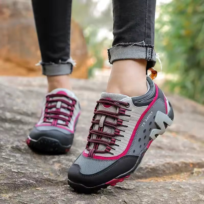 Zapatos de Trekking para hombre y mujer, botas de montaña impermeables, de cuero genuino, para exteriores, Unisex, Primavera, 2025