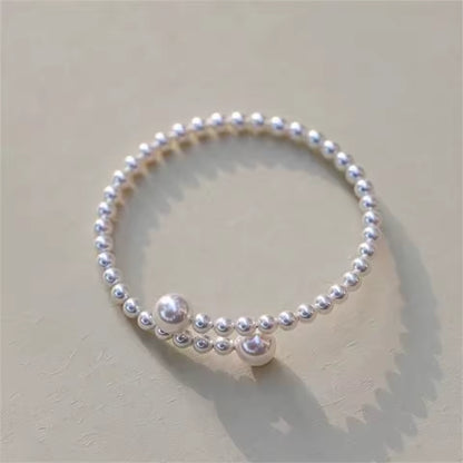 Pulsera de perlas Vintage francesa, brazalete ajustable con bola acrílica Simple para mujer, joyería de moda, triangulación de envíos