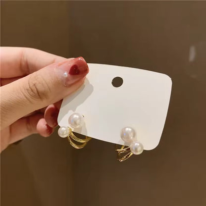 Irregular Pearl Earrings - Gold Geometric Jewelry