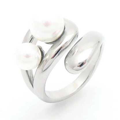 Anillos de cuentas de perlas de imitación de concha francesa para mujeres y hombres, anillos geométricos de acero inoxidable de Color dorado y plateado, joyería femenina