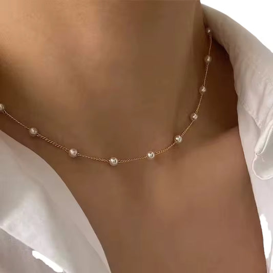 Elena Gothic Pearl Choker Necklace