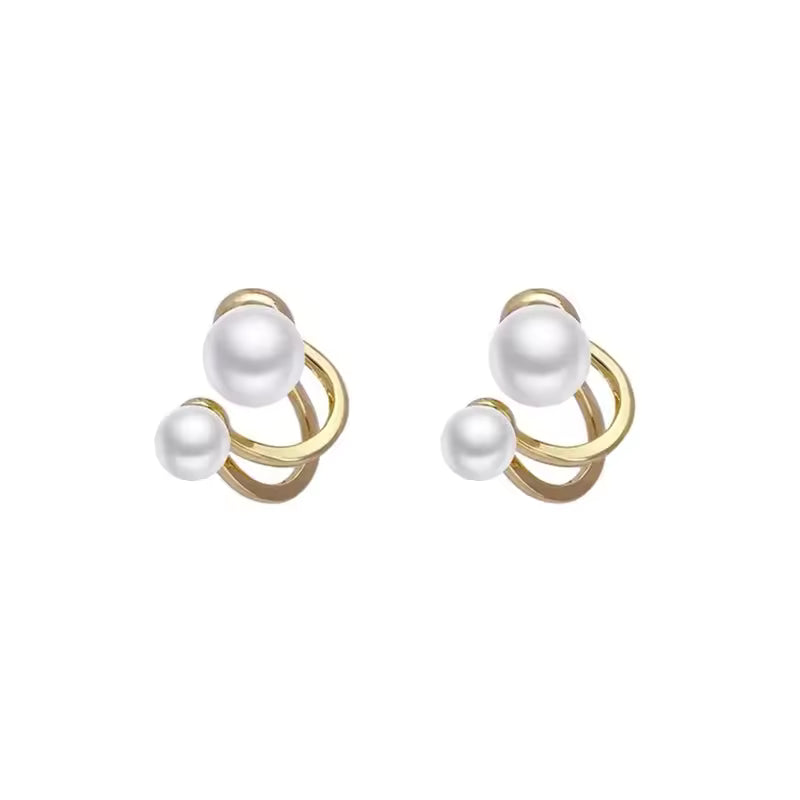Irregular Pearl Earrings - Gold Geometric Jewelry