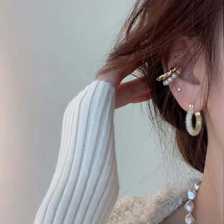 Elena Gold Korean Pearl Ear Cuff