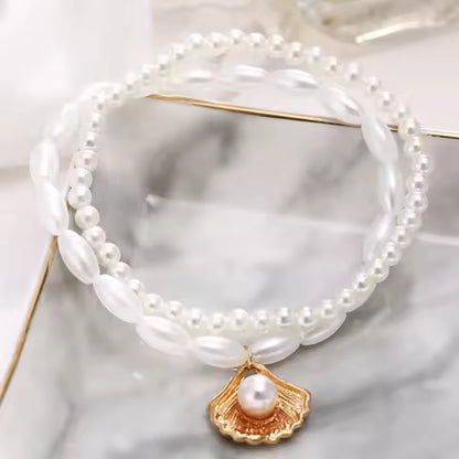 Elena Pearl Shell Anklet Bracelet