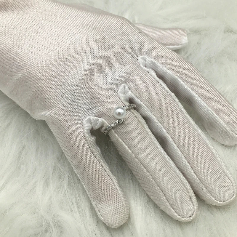 Anillos de perlas de moda, joyería de plata 925 con piedras preciosas de circón, anillo abierto para dedo, accesorios finos para regalo de fiesta de compromiso de boda