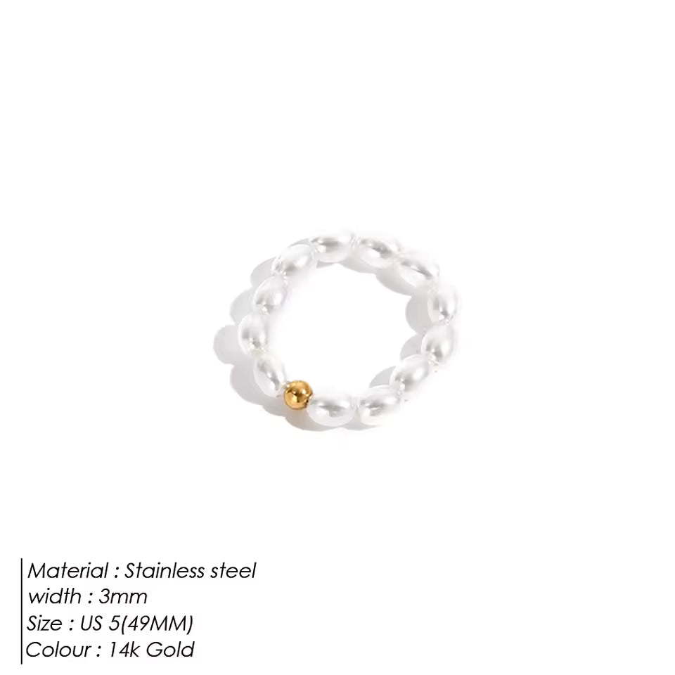 EManco-Anillo de dedo de perla minimalista, perla de imitación coreana, anillos de perlas redondas blancas, regalo de aniversario de boda