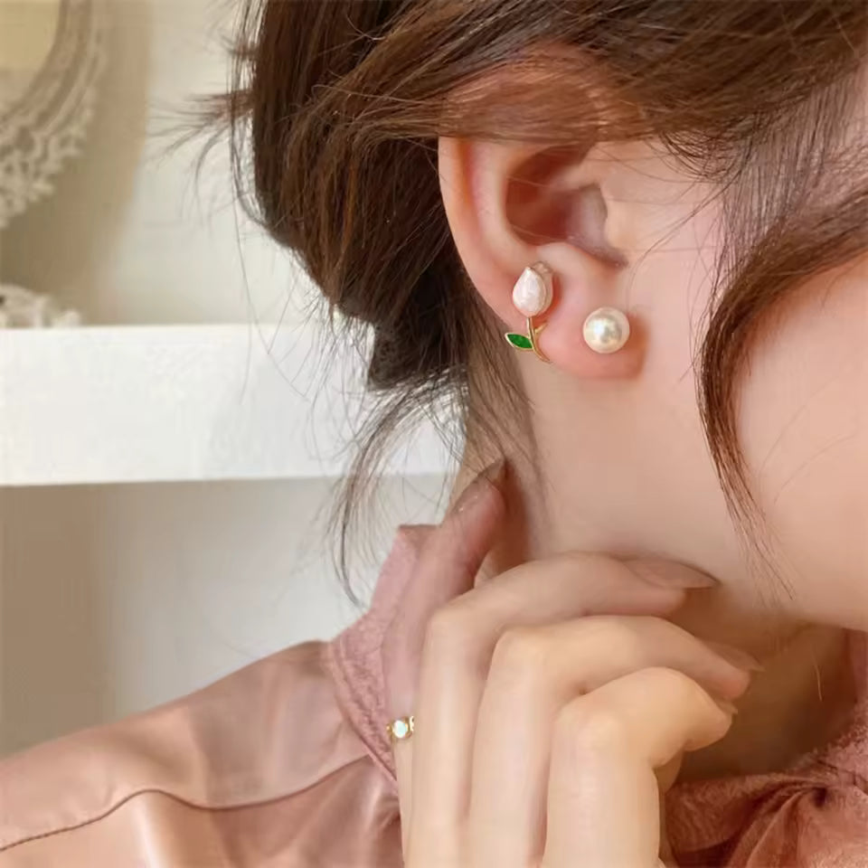 Elena Tulip Flower Drop Earrings