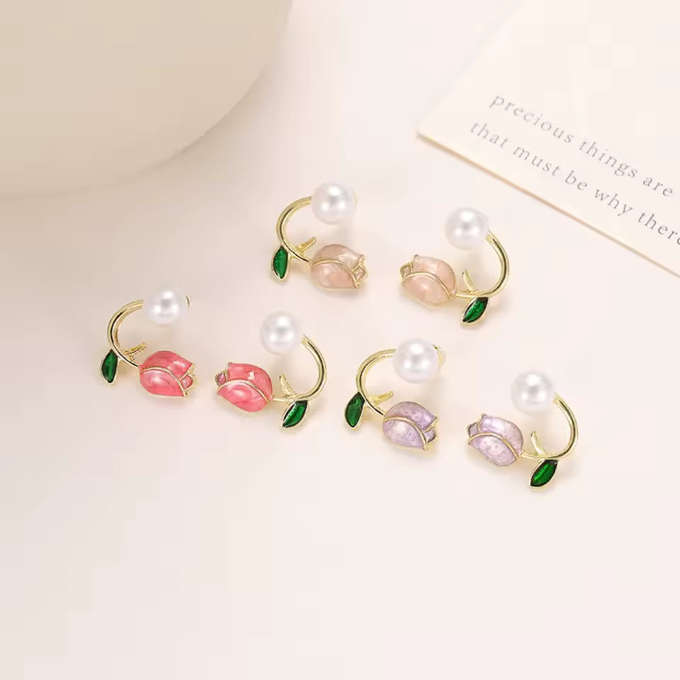 Elena Tulip Flower Drop Earrings